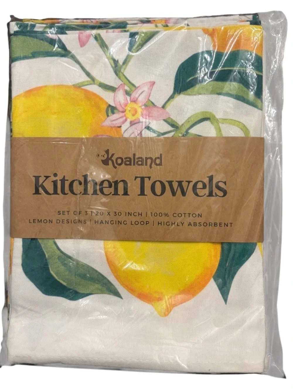 KOALAND Set of 3 Kitchen Lemon Design Towels NWT